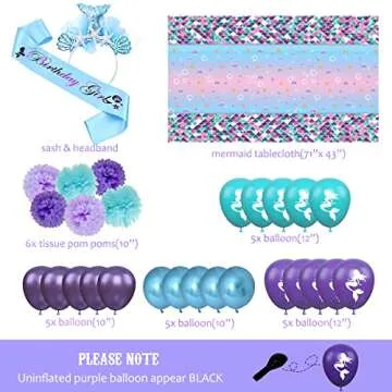 Nalyee Mermaid Party Supplies (Serves 16), Complete Mermaid Birthday Party Supplies, Mermaid Birthday Party Decorations for Girls, Mermaid Under The Sea Party Decor