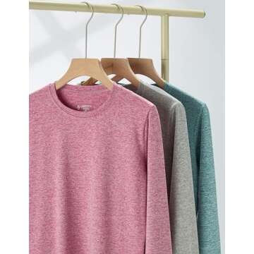 3 Pack: Youth Girls Long Sleeve Shirts Active Dry Fit Athletic Performance Clothes Kids Teens Sports...