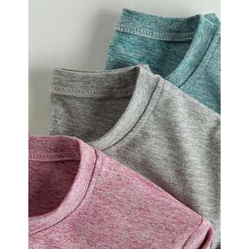 3 Pack: Youth Girls Long Sleeve Shirts Active Dry Fit Athletic Performance Clothes Kids Teens Sports Tees with Thumbholes