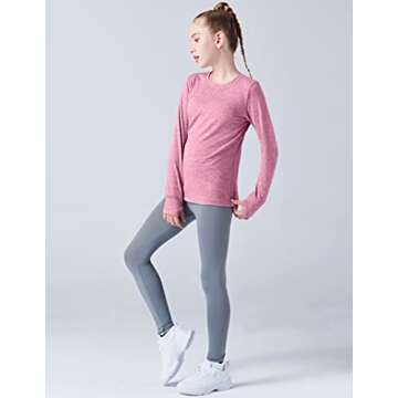 3 Pack: Youth Girls Long Sleeve Shirts Active Dry Fit Athletic Performance Clothes Kids Teens Sports Tees with Thumbholes