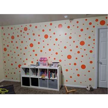 Polka Dot Wall Stickers, Wall Decor Stickers, Wall Dots, Vinyl Circle Room Dot Decals Wall Art Stickers for Bedroom Girls Room Peel and Stick Kids Room Decor Birthday Gift (Orange)