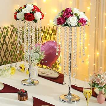 Elegant 21.6in Wedding Center Stand with Crystals