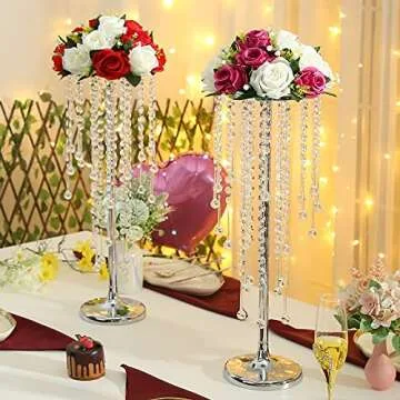 Elegant 21.6in Wedding Center Stand with Crystals