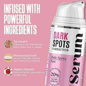 Dark Spot Corrector, Dark Spot Remover for Face - For Stubborn Dark Spots Serum, Dark Spot Remover with Kojic Acid, Alpha Arbutin, Mulberry Extract, Brightening Discoloration Correcting Serum