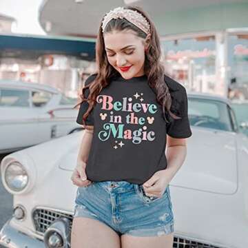 Magical Shirt for Women Magic Kingdom Tshirt Cute Castle Graphic Tee Family Holiday Vacation Short S...