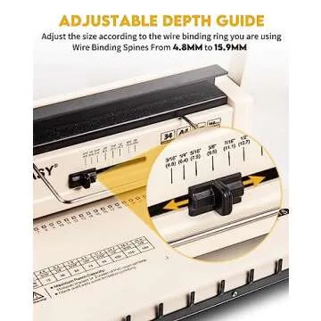MAKEASY Binding Machine - Wire Binding Machine, 34 Hole, 15 Sheets Punch Capacity, Metal Book Maker Machine with 1 Box Wire Spines & Ring Opener