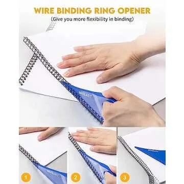 MAKEASY Binding Machine - Wire Binding Machine, 34 Hole, 15 Sheets Punch Capacity, Metal Book Maker Machine with 1 Box Wire Spines & Ring Opener