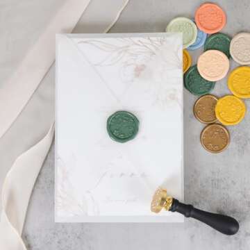 UNIQOOO Begonia Flowers Wax Seal Stamp - Floral Wax Seal Stamp Botanical Theme Vintage Brass Stamp Head with Wood Handle for Wedding Invitation Gift Wrap Envelopes Christmas Card