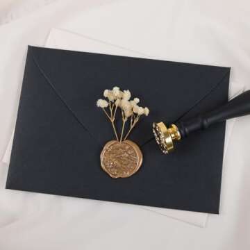 UNIQOOO Begonia Flowers Wax Seal Stamp - Floral Wax Seal Stamp Botanical Theme Vintage Brass Stamp Head with Wood Handle for Wedding Invitation Gift Wrap Envelopes Christmas Card