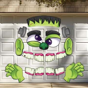 JOYIN Trunk Or Treat Car Decorations Kit Halloween Decorations Outdoor Indoor Frankenstein Car Stickers, Haunted House SUV Trunk Archway Car Garage Lawn Balloons