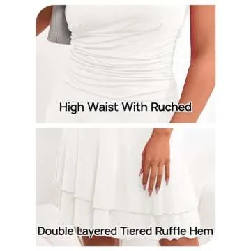 MEROKEETY Women's Backless Swing Beach Dress Ruched High Waist Going Out Party Y2k Short Sundress, White, L