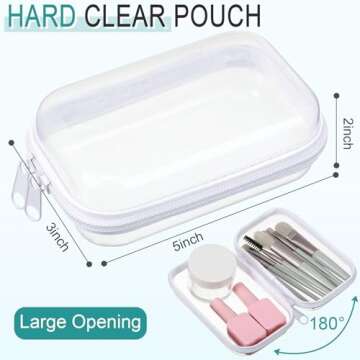 Sanwuta 6 Pcs Clear Hard Zipper Case Hard Plastic Zipper Pouches Makeup Bag Transparent Cases for Sn...