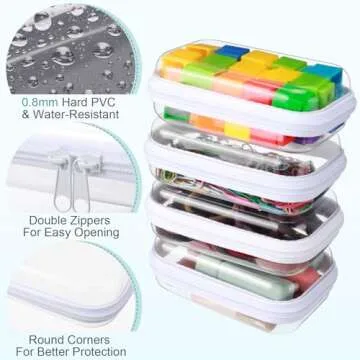 Sanwuta 6 Pcs Clear Hard Zipper Case for Easy Organization