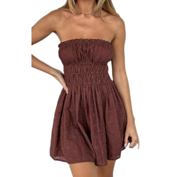 Bowanadacles Sexy Eyelet Tube Top Dress - Summer Graduation Dress