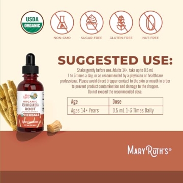 MaryRuth Organic Ashwagandha Liquid Drops for Stress Relief