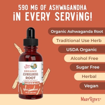 MaryRuth Organic Ashwagandha Liquid Drops for Stress Relief