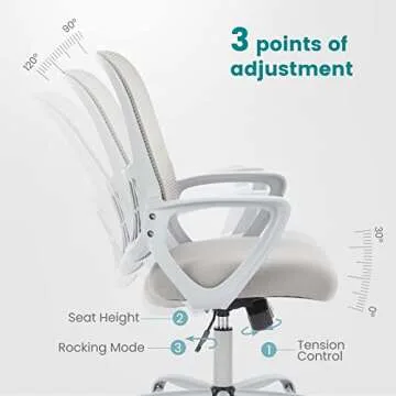 Office Chair, Mid Back Desk Chair1 Ergonomic Mesh Computer Gaming with Larger Seat, Executive Height Adjustable Swivel Task with Lumbar Support Armrest for Women Adults