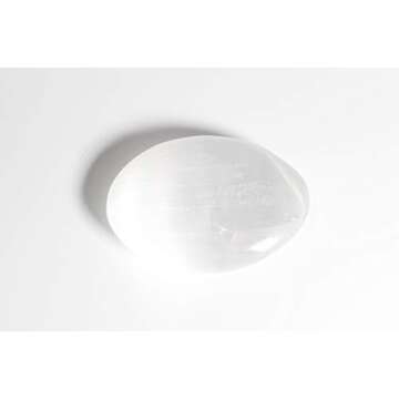 MINERALUNIVERSE Natural Selenite Crystal Palm Stone Worry Stone – Healing Stone - Large Crystal Selenite Spiritual Healing Massage Palmstone