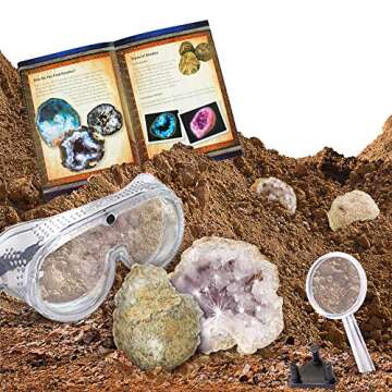 NATIONAL GEOGRAPHIC Break Open 2 Geodes Science Kit – Includes Goggles, Detailed Learning Guide an...