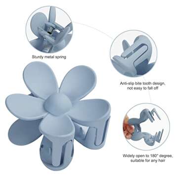 Tyfthui 8 Pieces Flower Hair Accessories, Matte Daisy Hair Claw Clips, 8 Colors Cute Non-Slip Strong Hold Clips for Thick and Thin Hair, Gifts for Girls