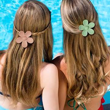 Tyfthui 8 Pieces Flower Hair Accessories, Matte Daisy Hair Claw Clips, 8 Colors Cute Non-Slip Strong Hold Clips for Thick and Thin Hair, Gifts for Girls