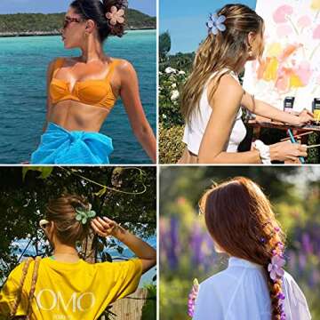 Tyfthui 8 Pieces Flower Hair Accessories, Matte Daisy Hair Claw Clips, 8 Colors Cute Non-Slip Strong Hold Clips for Thick and Thin Hair, Gifts for Girls