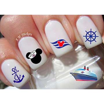 Disney Cruise Water Nail Art Transfers Stickers Decals - Set of 35 - A1225
