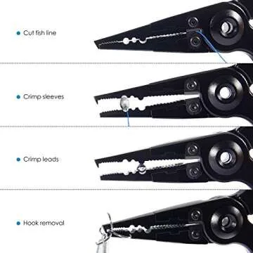 Dr.meter Aluminum Fishing Pliers, Saltwater Resistant Fishing Gear, Tungsten Carbide Cutters Split Ring Pliers Hook Remover Fish Holder with Fishing Gripper and Fishing Gloves, Fishing Gifts for Men