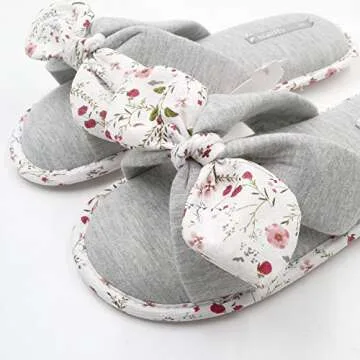 Millffy Summer Sweet Ladies Girl Slides Knot Stripe Indoor Bowknot Bedroom Floral Flowers Cotton Sli...