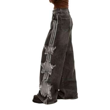Lafaguw Baggy Star Jeans for Women and Girls - Y2K Style