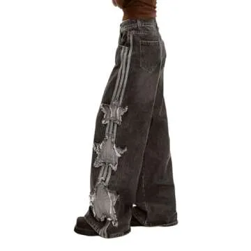 Lafaguw Baggy Star Jeans for Women and Girls - Y2K Style
