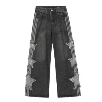 Lafaguw Baggy Star Jeans for Women and Girls - Y2K Style