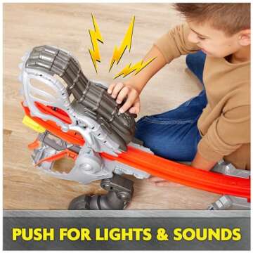 Monster Jam ThunderROARus Drop Playset with Exclusive Monster Truck, Over 6 Feet Tall, Lights & Sounds, Kids Dinosaur Toys for Boys and Girls Ages 4 and Up