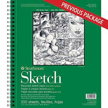 Strathmore 400 Series Sketch Pad, Recycled Paper, 11x14 inch, 100 Sheets - Artist Sketchbook for Dra...