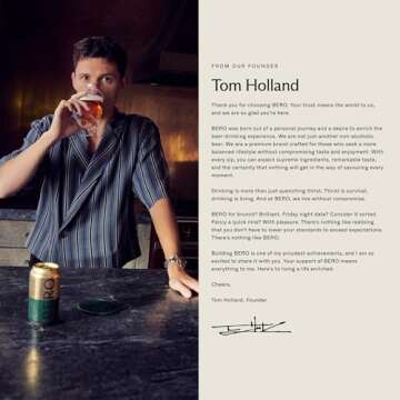 BERO Edge Hill Hazy IPA Non-Alcoholic Beer, 12-Pack Hoppy IPA-Style Craft Brew, NA Beer by Tom Holland, Bold and Hoppy Flavor, Alcohol Alternative Beverages for Any Occasion