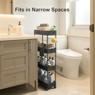 Pipishell Slim Storage Cart with Wheels, Bathroom Cart Organizer Bathroom Storage Small, Rolling Car...