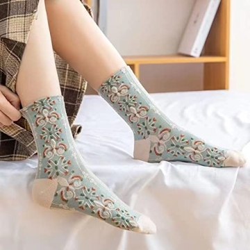 MeganJDesigns Cotton Floral Socks 5-Pack Cozy Breathable