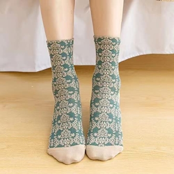 MeganJDesigns Cotton Floral Socks 5-Pack Cozy Breathable