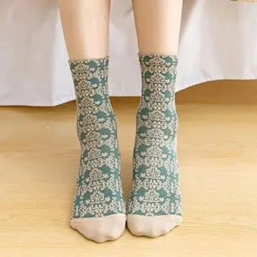 MeganJDesigns Cotton Floral Socks 5-Pack Cozy Breathable