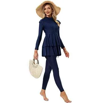 Stylish Ababalaya Burkini Swimwear with Cap for Modesty