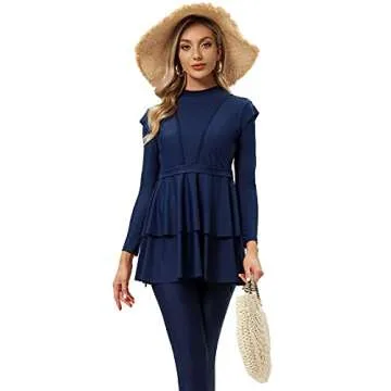 Stylish Ababalaya Burkini Swimwear with Cap for Modesty