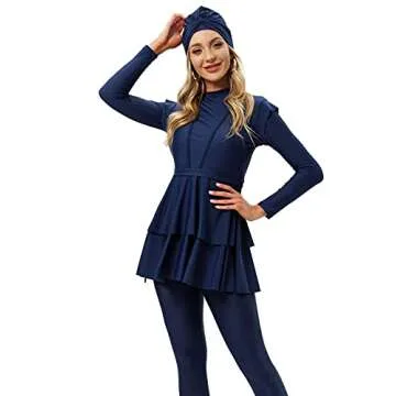 Stylish Ababalaya Burkini Swimwear with Cap for Modesty