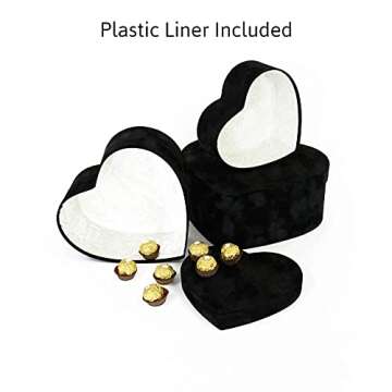 UNIKPACKAGING Premium Quality Heart Shaped Velvet Flower Boxes, SET OF 3, Gift Boxes for Luxury Flow...