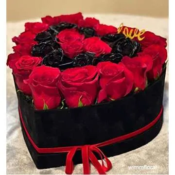 UNIKPACKAGING Premium Quality Heart Shaped Velvet Flower Boxes, SET OF 3, Gift Boxes for Luxury Flower and Gift Arrangements, with Lids, (Black)