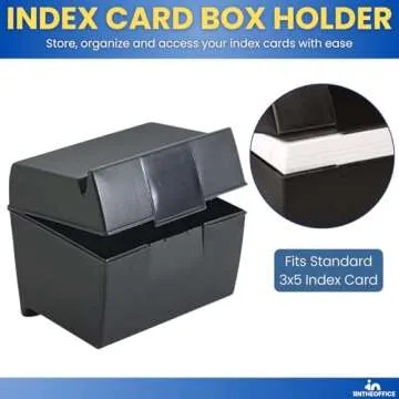 1InTheOffice Index Card Box with A-Z Guide Set - 400 Capacity & Durable Storage Box