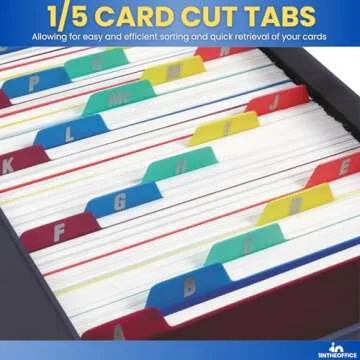 Compact 3x5 Index Card Box with A-Z Guide Set
