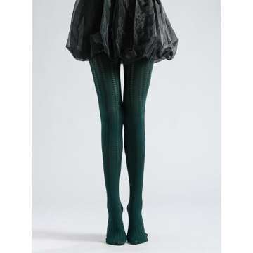 Sahabowi Women Hearts Vertical Jacquard Tights, Sheer High Waist Pantyhose, Vintage Control Top Stoc...