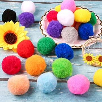 Pllieay 60pcs 15 Colors 2 Inch Very Large Assorted Pom Poms Arts and Crafts for DIY Creative Crafts ...