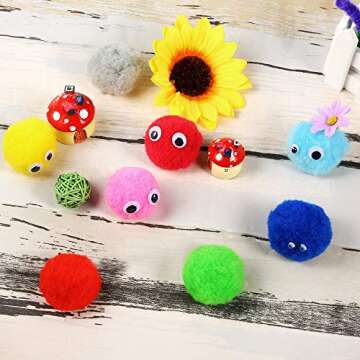 Pllieay 60pcs Assorted Pom Poms for Arts and Crafts