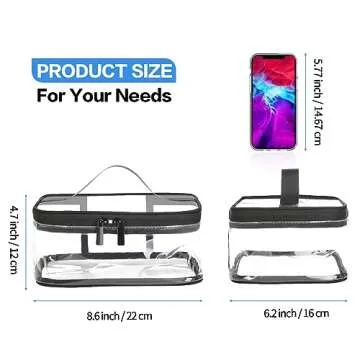 HAOGUAGUA 2-Piece Clear Makeup Bags for Travel